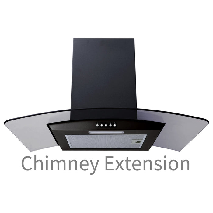 Prima PRCGH901 Curved Chimney Hood Extension - Black - Unbeatable Bathrooms