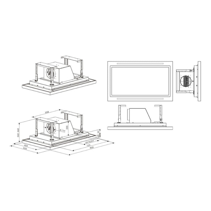 Prima PRCH303 90cm Ceiling Hood - St/Steel - Unbeatable Bathrooms