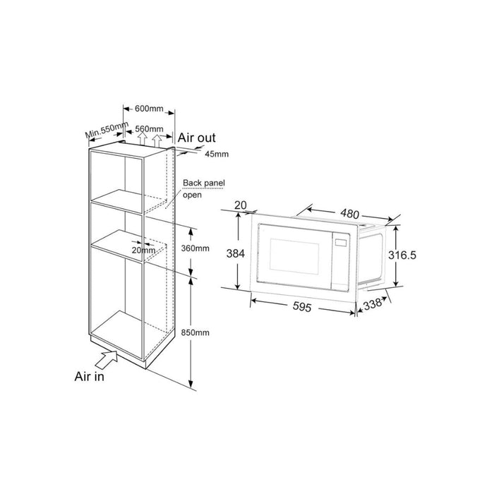 Prima PRCM210 Framed B/I 800W Microwave & Grill - St/Steel - Unbeatable Bathrooms