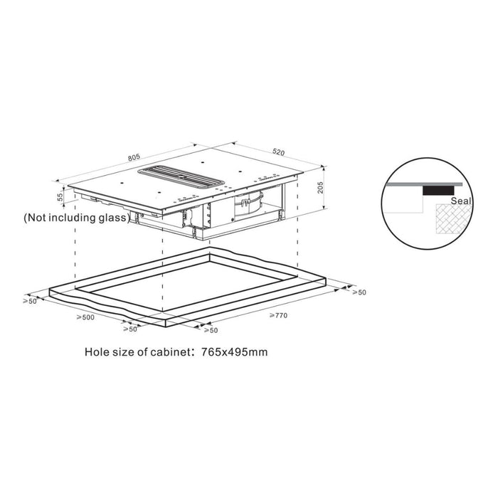 Prima PRVH002 80cm Venting Induction Hob - Black - Unbeatable Bathrooms