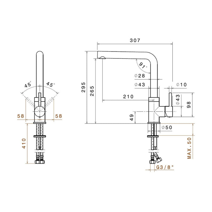 Prima+ Riace Single Lever L-Shaped Mixer Tap - Chrome - Unbeatable Bathrooms
