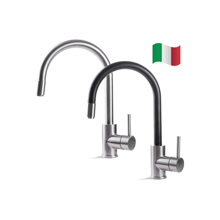 Prima+ Tiber Single Lever Mixer Tap w/Pull Out - Black & St/Steel - Unbeatable Bathrooms