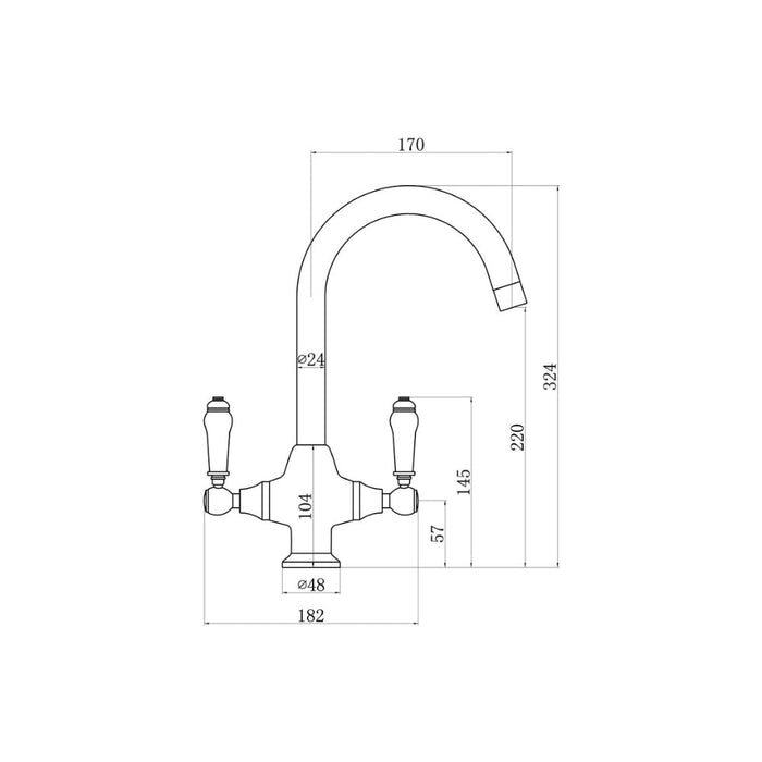 Prima Traditional Belfast Dual Lever Tap - Chrome - Unbeatable Bathrooms