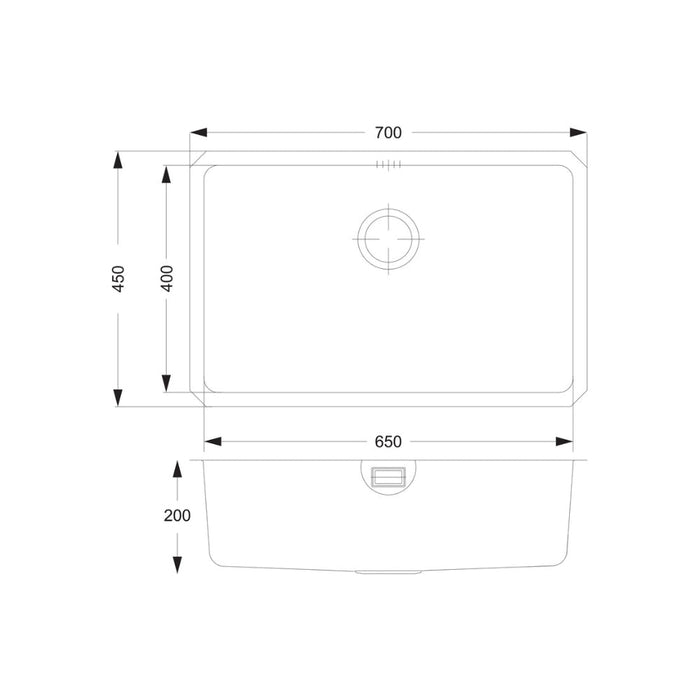 Prima+ XL 1.0B R25 Undermount Sink - St/Steel - Unbeatable Bathrooms