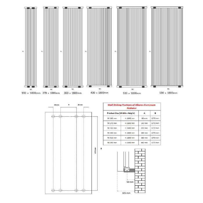 Reina Designer Albano Aluminium Radiator - Unbeatable Bathrooms