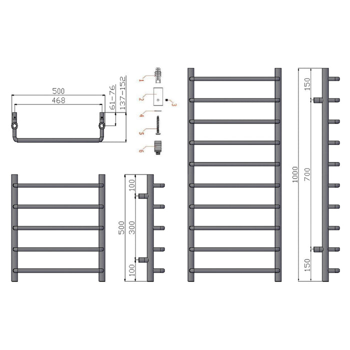 Reina Designer Aliano Mild Steel Towel Rail - Unbeatable Bathrooms
