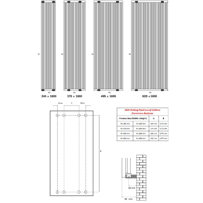 Reina Designer Caldaro Vertical Aluminium Radiator - Unbeatable Bathrooms