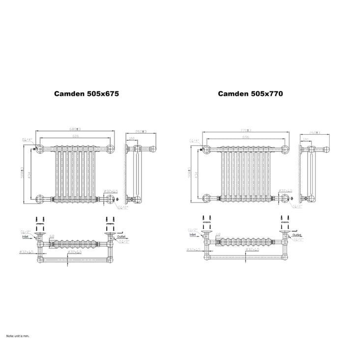 Reina Designer Camden Mild Steel Towel Rail - Unbeatable Bathrooms