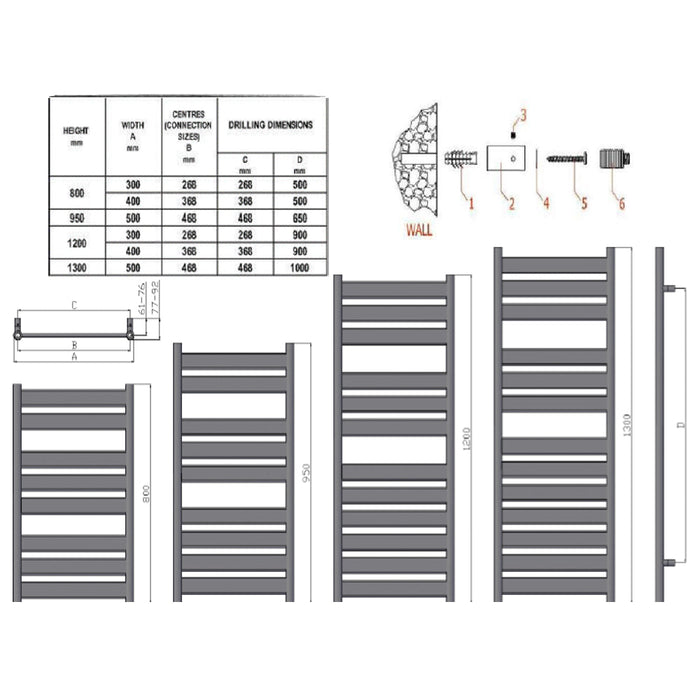 Reina Designer Carpi Mild Steel Towel Rail - Unbeatable Bathrooms