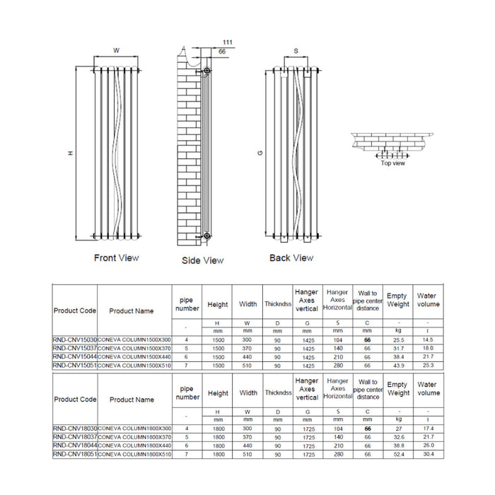 Reina Designer Coneva Vertical Mild Steel Radiator - Unbeatable Bathrooms