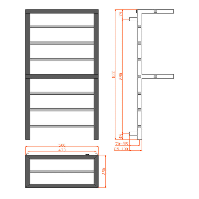 Reina Designer Elvina 2 Mild Steel Towel Rail - Unbeatable Bathrooms