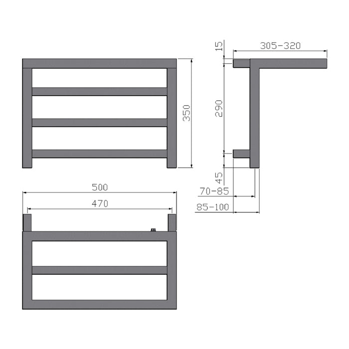 Reina Designer Elvina Mild Steel Towel Rail - Unbeatable Bathrooms