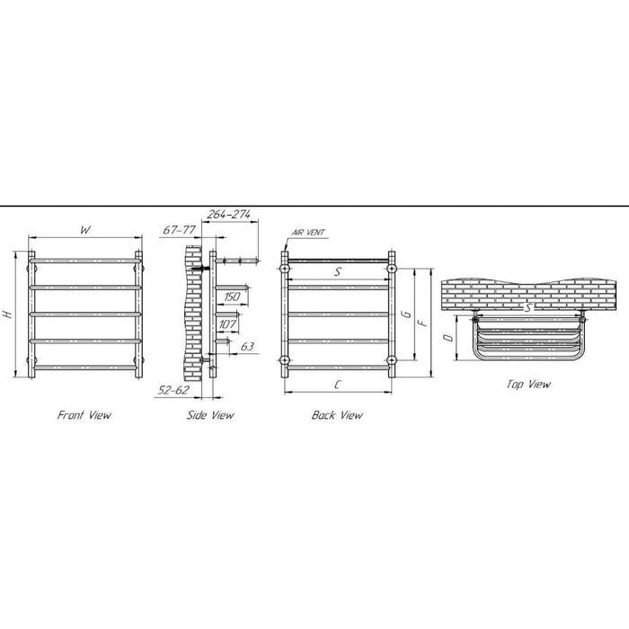 Reina Designer Elvo Stainless Steel Towel Rail - Unbeatable Bathrooms