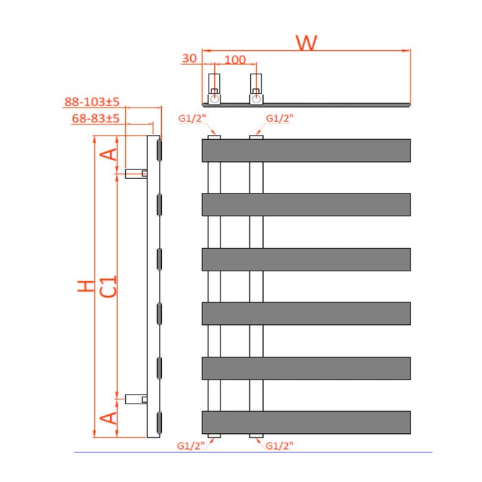Reina Designer Florina Mild Steel Towel Rail - Unbeatable Bathrooms