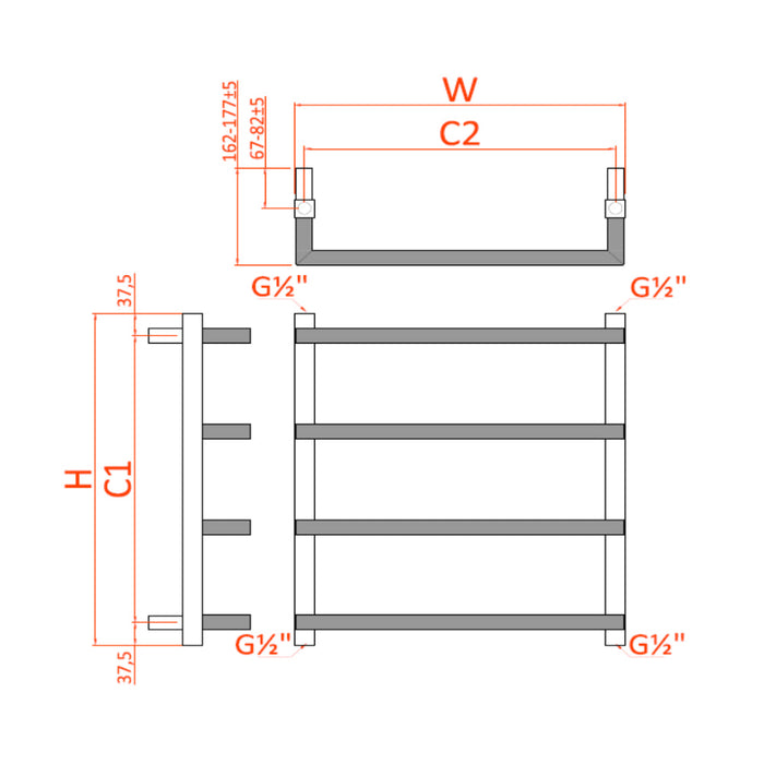 Reina Designer Glora Mild Steel Towel Rail - Unbeatable Bathrooms