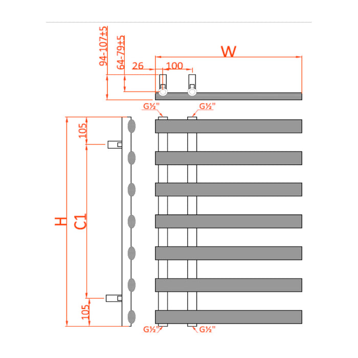 Reina Designer Grace Mild Steel Towel Rail - Unbeatable Bathrooms