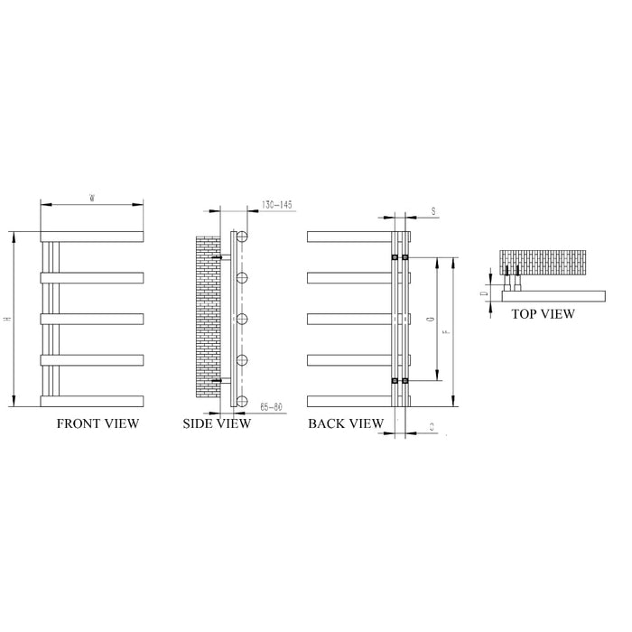 Reina Designer Grosso Stainless Steel Towel Rail - Unbeatable Bathrooms