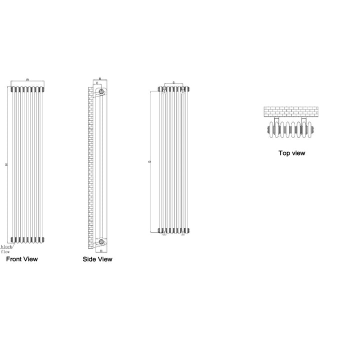 Reina Designer Hedingham Vertical Mild Steel Radiator - Unbeatable Bathrooms