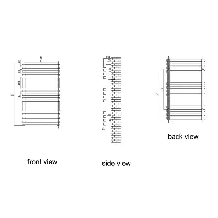 Reina Designer Kale Mild Steel Towel Rail - Unbeatable Bathrooms
