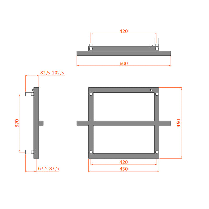 Reina Designer Lago 1 Mild Steel Towel Rail - Unbeatable Bathrooms