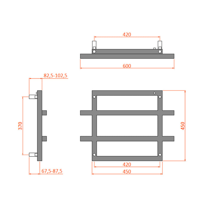 Reina Designer Lago 2 Mild Steel Towel Rail - Unbeatable Bathrooms
