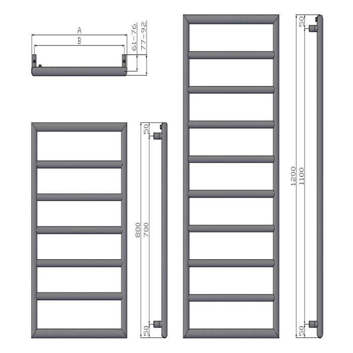 Reina Designer Nardo Mild Steel Towel Rail - Unbeatable Bathrooms