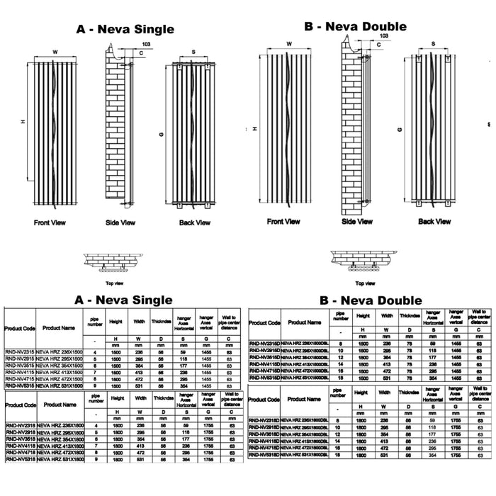 Reina Designer Neva Vertical Mild Steel Radiator - Unbeatable Bathrooms