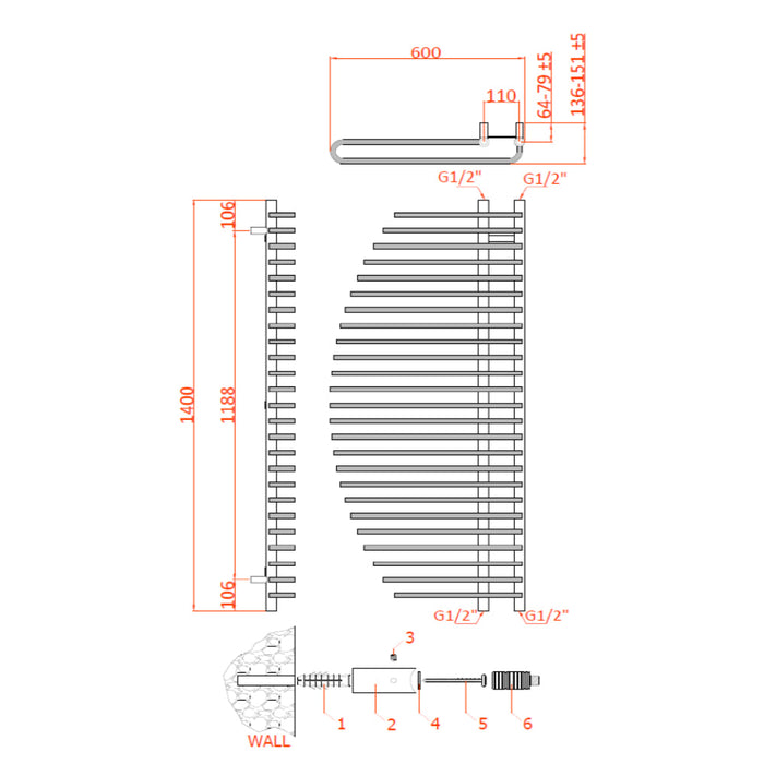 Reina Designer Nola Mild Steel Towel Rail - Unbeatable Bathrooms