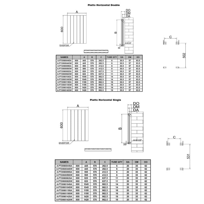 Reina Designer Piatto Horizontal Aluminium Radiator - Unbeatable Bathrooms