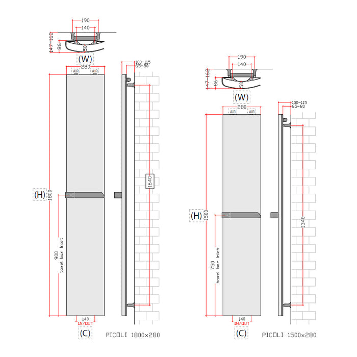 Reina Designer Picoli Aluminium Radiator - Unbeatable Bathrooms