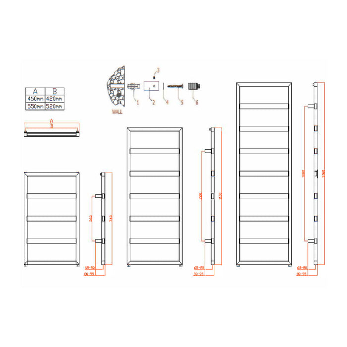 Reina Designer Rezzo Mild Steel Towel Rail - Unbeatable Bathrooms
