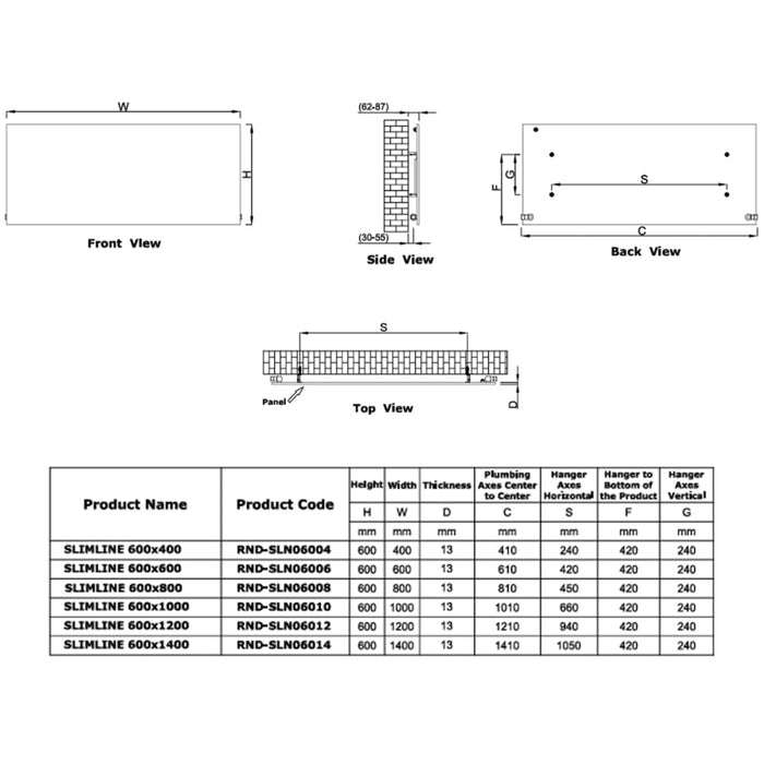 Reina Designer Slimline Horizontal Mild Steel Radiator - Unbeatable Bathrooms
