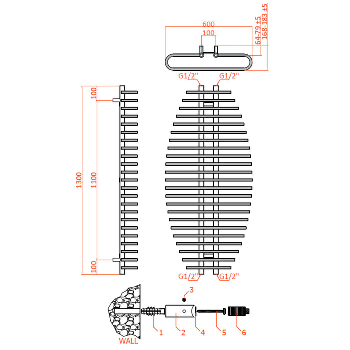 Reina Designer Teano Mild Steel Towel Rail - Unbeatable Bathrooms