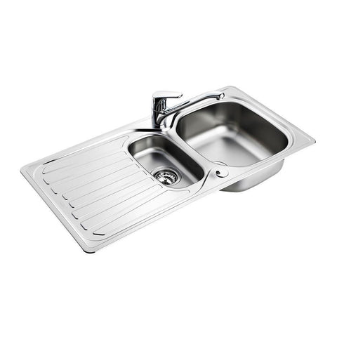 Armitage Shanks Sandringham Select Sink, Inset Stainless Steel 1.5 Bowl Complete with -1/2inch Basket Strainer Waste - Unbeatable Bathrooms
