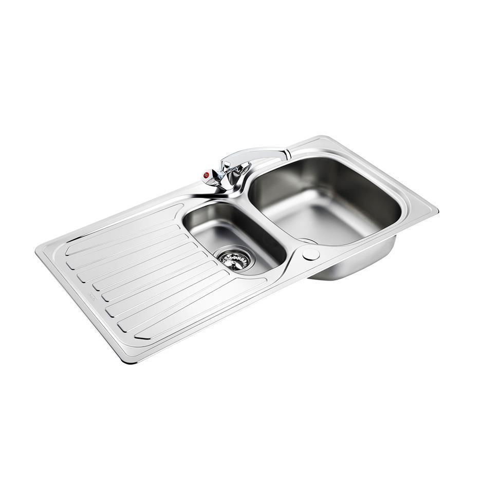 Armitage Shanks Sandringham Inset Stainless Steel Kitchen Sink Pack with Drainer and Sandringham Dual Control Mixer - Unbeatable Bathrooms
