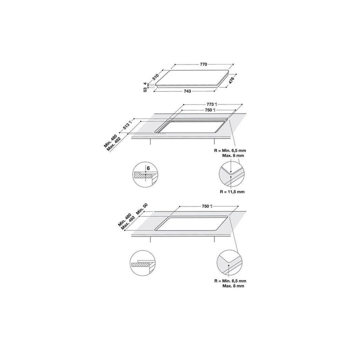 Whirlpool SMP 778 C/NE/IXL 80cm Induction Hob - Black - Unbeatable Bathrooms