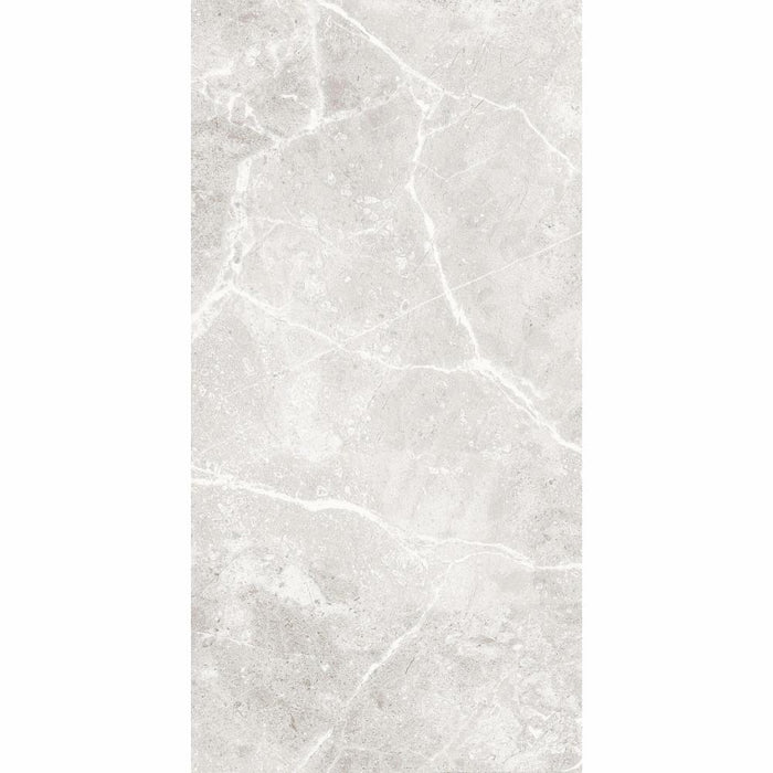 Splendour Agora 300x600 Light Grey Gloss Marble Effect Ceramic Wall Tiles - Unbeatable Bathrooms