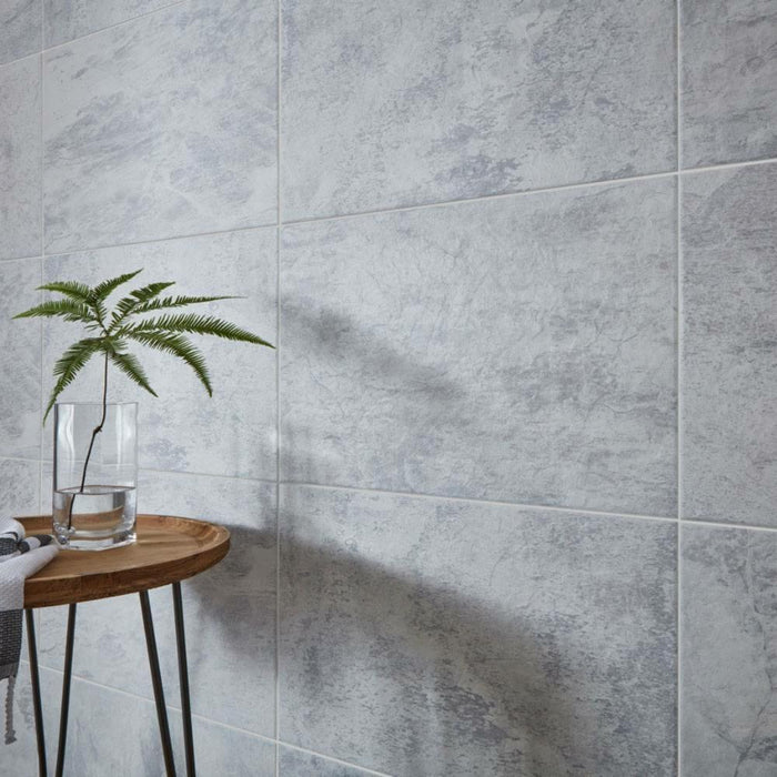 Splendour Alda 400x600 White Slate Effect Tiles - Unbeatable Bathrooms