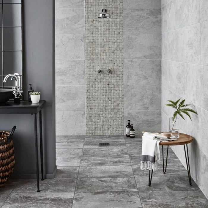 Splendour Alda 400x600 White Slate Effect Tiles - Unbeatable Bathrooms