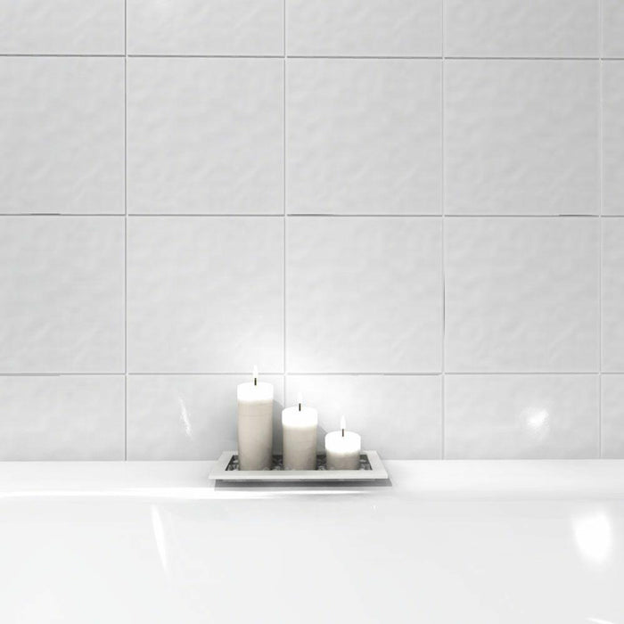 Splendour Bumpy 150x150 Gloss White Wall Tiles - Unbeatable Bathrooms