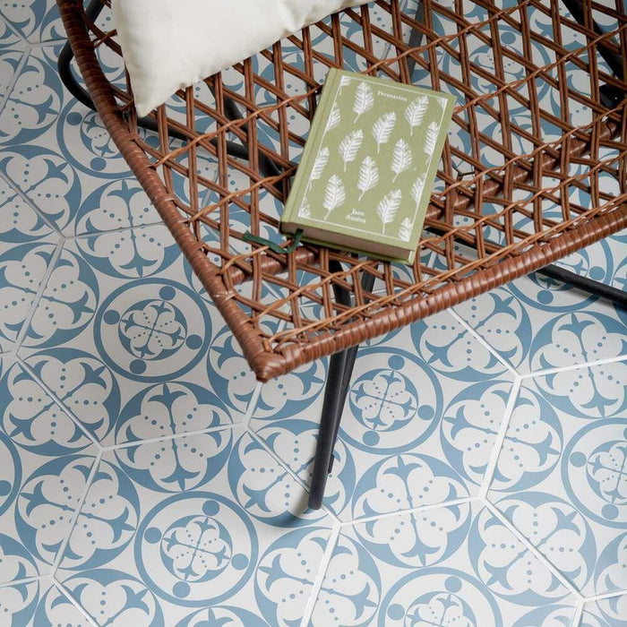 Splendour Carnaby 285x330 Hexagon Decor Sky Tiles - Unbeatable Bathrooms