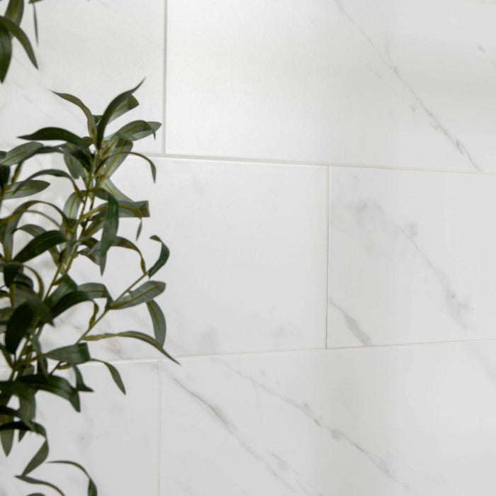 Splendour Carrara 750x250 Sky Marble Effect Tiles - Unbeatable Bathrooms