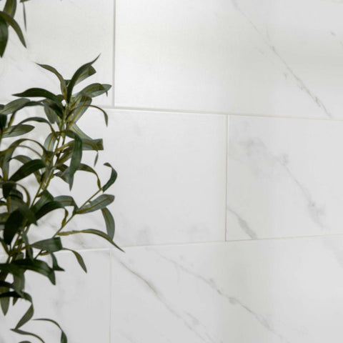 Splendour Carrara 750x250 Sky Marble Effect Tiles - Unbeatable Bathrooms