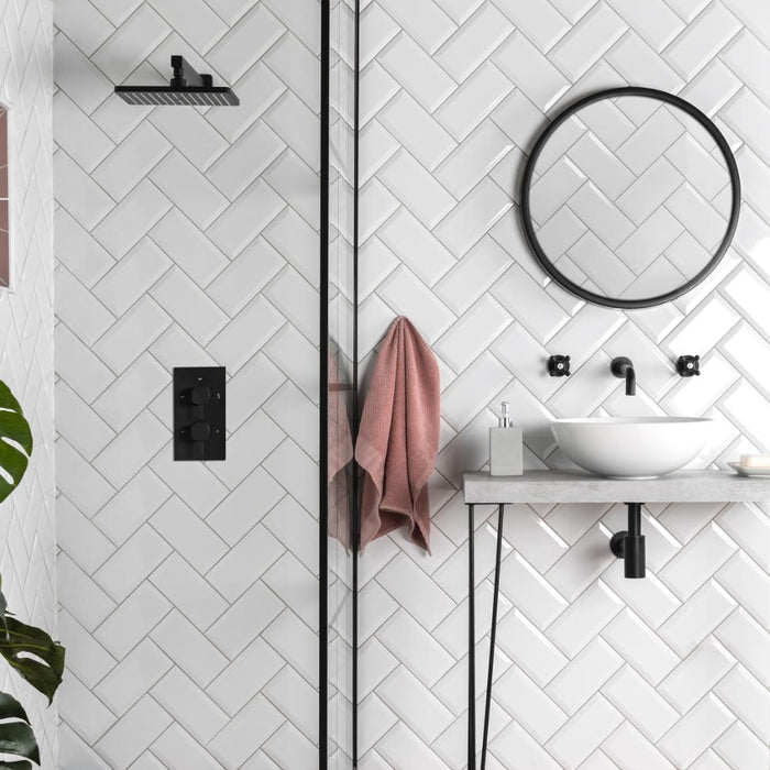 Splendour Fulham 200x100 White Bevelled Metro Tiles - Unbeatable Bathrooms
