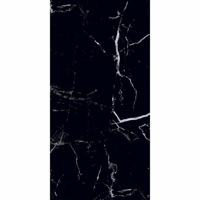Splendour Genova 600x300 Black Polished Marble Effect Tiles - Unbeatable Bathrooms
