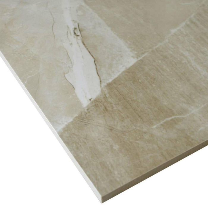 Splendour Kashmir 600x600 Hueso Pulido/Leviglass Marble Effect Tile - Unbeatable Bathrooms