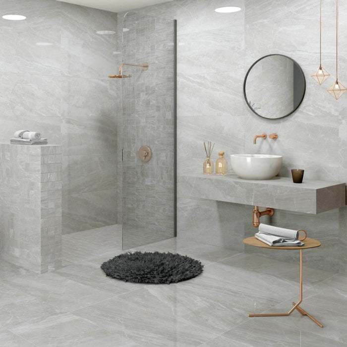 Splendour Kashmir 600x600 Perla Pulido/Leviglass Marble Effect Tiles - Unbeatable Bathrooms