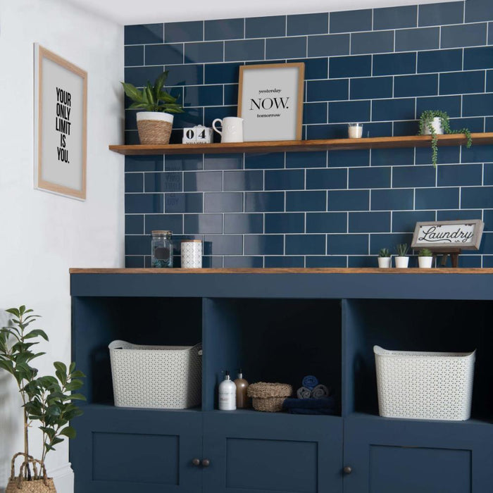 Splendour Liso 200x100 Marino Blue Gloss Metro Tiles - Unbeatable Bathrooms