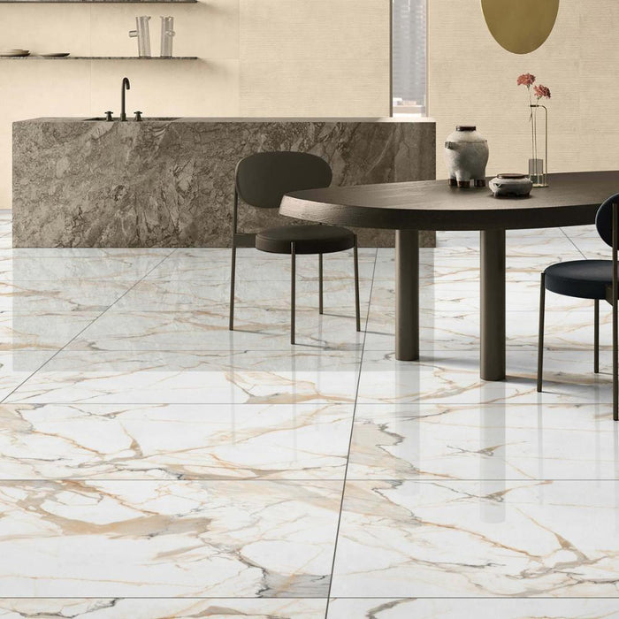 Splendour Makrana 1200x600 Polished Marble Effect Tiles - Unbeatable Bathrooms