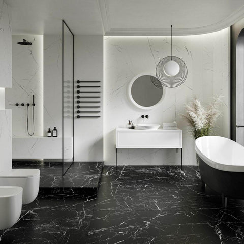 Splendour Matt Marmo 1197x597 Morocco Black Porcelain Tiles - Unbeatable Bathrooms